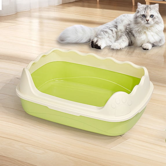 LiUMX Large Semi-Enclosed Cat Litter Box with High Sides & Scoop - 48x34x18cm Splash & Litter Proof Design, Includes Sifter & Hook, (Green)