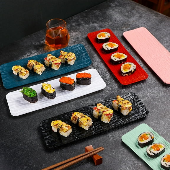 LiUMX Long Rectangular Plastic Serving Platters | Sushi, Cake & Party Trays | 11.5x3.74 Inch Plates for Entertaining, Restaurants & Family Gatherings | Set of 1