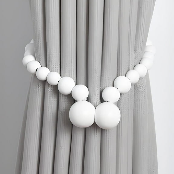 LiUMX Magnetic Curtain Tie Backs with Strong Magnets | No Drill Wooden Curtain Holders | 19.29 Inch Adjustable Length for Bedroom, Bathroom & Home Decor