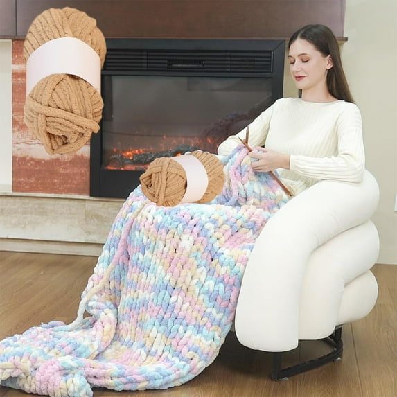 LiUMX MilkYarn for Knitting & Crochet | Tie Dye Colors | Soft Thick Yarn for Blankets & Crafts | 24 Yards 72FT | 50g Skein