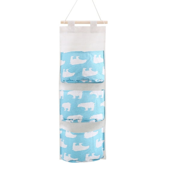 LiUMX Multifunctional Hanging Storage Bag with 3 Pockets | Cotton Linen Fabric Organizer for Door or Wall | Perfect for Dorm Room Phone Keys Jewelry Stationery
