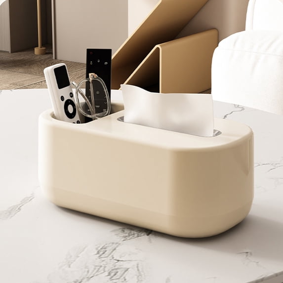 LiUMX Multifunctional Tissue Storage Box | Desktop & Bathroom Organizer | Waterproof Plastic Napkin Holder for Kitchen, Office & Car Use | White | 2 Size Options