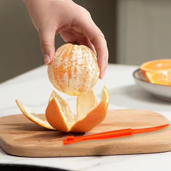 LiUMX Orange Peeler Tool - Plastic Fruit & Vegetable Peeler Cutter for Orange, Lemon, Grapefruit, Lime | Food-Grade, 6.22 Inch, Orange/Green