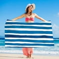 thumbnail image 1 of LiUMX Oversized Beach Towel 55x27 Inches, Striped Polyester Pool Towel for Adults, Quick-Dry & Sand-Resistant Travel, Swimming, Camping Towel, 1 of 5