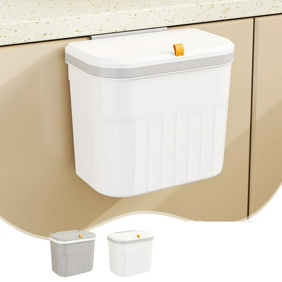 LiUMX Small Kitchen Trash Can with Press Lid | 1 Gallon Plastic Wastebasket for Bathroom, Dorm & Living Room | White Step-On Garbage Bin