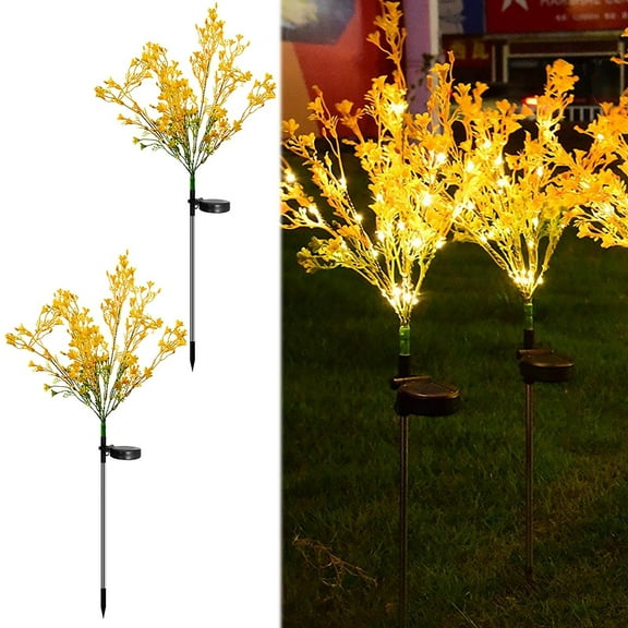 LiUMX Solar Rapeseed Outdoor Solar Garden Floor Lamp | Warm White LED String Lights | Weather Resistant PC & Stainless Steel | 7-Hour Runtime | Set of 2 Decorative Yard Lights