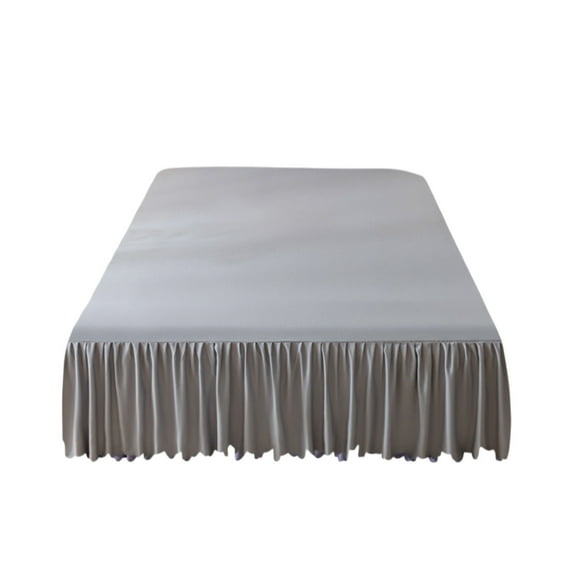 LiUMX Solid Color Washed-Cotton Bed Skirt 200x150cm Dustproof Non-Slip Elastic Mattress Cover with Ruffled Edge - Gray