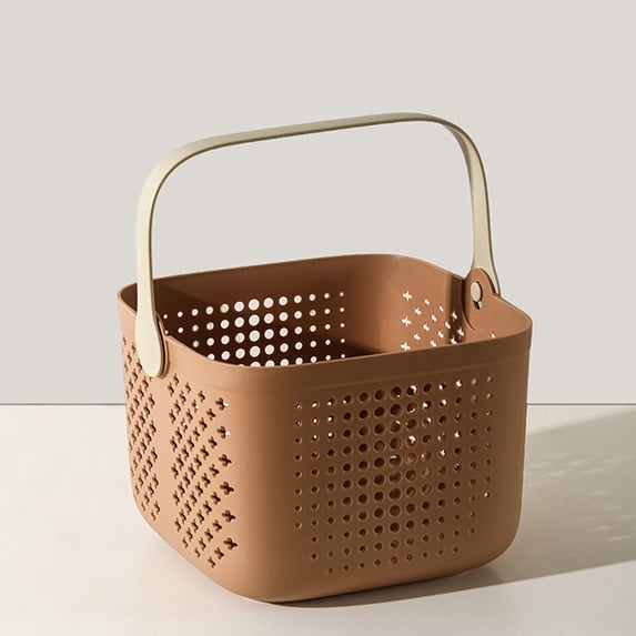 LiUMX Square Bath Basket with Wet/Dry Separation, 22.5x21x16.5cm Plastic Multicolor Storage Organizer for Shower & Bathroom
