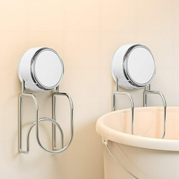 LiUMX Suction Cup Bucket Hook, White/Plastic Bathroom Organizer with No-Drill Installation for Toilet & Kitchen, 5.59x2.36in, Holds Buckets Securely