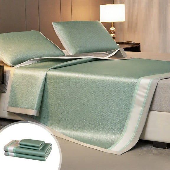 LiUMX Summer Cooling Bed Sheet Set, Ice Silk Material Mat & Pillowcase, 200x90cm Soft & Ventilated Design for Temperature Regulation and Enhanced Sleep Comfort