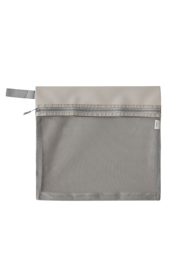 Travel Toiletries Bag | Portable Mesh Underwear & Sock Organizer with Zipper Closure | 13.39 x 12.2 Inch Gray or Pink Non-Woven Storage Pouch