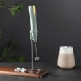 thumbnail image 1 of LiUMX USB Rechargeable Handheld Milk Frother , 600mAh Battery & 3 Modes, Fast Foam Maker for Coffee and Hot Chocolate, Includes Stand (Plastic Construction, Green/White Color), 1 of 5