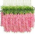thumbnail image 1 of LiUMX Violet Artificial Silk Flower Wall Hanging Garland | 12-Pack Fake Orchid Decor for Home Wedding Party | Indoor Outdoor Decoration with Lifelike Leaves, 1 of 1