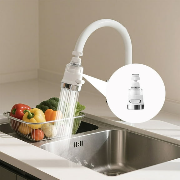 LiUMX Water Saving Faucet Filter Sprinkler - White Plastic Shower Head with Pressure Boosting, 10.5 x 5.2 cm Compact Size, Easy Install No Tools Needed, 1-Pack