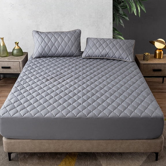 LiUMX Waterproof Mattress Protector, 200x200cm Splashproof & Breathable Bed Cover, Polyester Laminated Sheet for Allergies, Dark Gray/Blue/White/Khaki/Gray