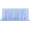 thumbnail image 1 of LiUMX White Tulle Table Skirt | Recyclable Extra Long Transparent Ruffled Tablecloth for Wedding Birthday Banquet Decoration | 75x122cm, 1 of 5