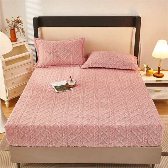 LiUMX Winter Flannel Fitted Sheet , 59x79 Inches Thickened Bedspread - Double-Sided Edging & Professional Stitching for Non-Slip Warm Mattress Protection