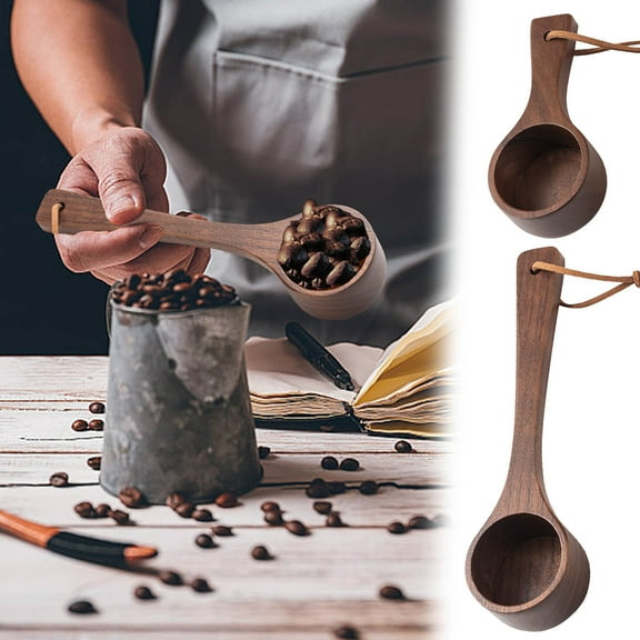 LiUMX Wooden Coffee Scoop | Natural Solid Wood Measuring Spoon | Long Handle for Coffee Beans Tea Protein Powder | Food Grade Kitchen Utensil for Home Restaurant Hotel