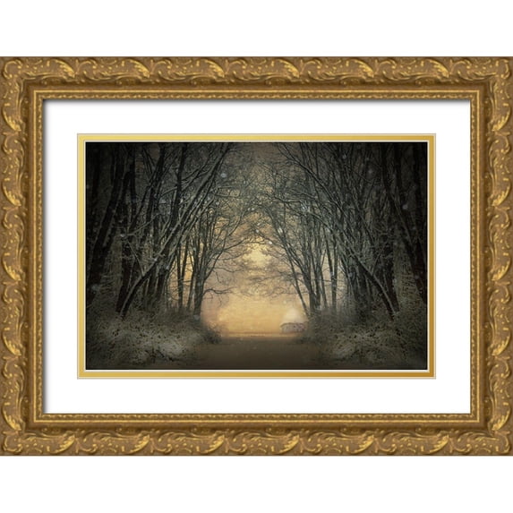 Lia, Adela 14x11 Gold Ornate Wood Framed with Double Matting Museum Art Print Titled - Winter Story