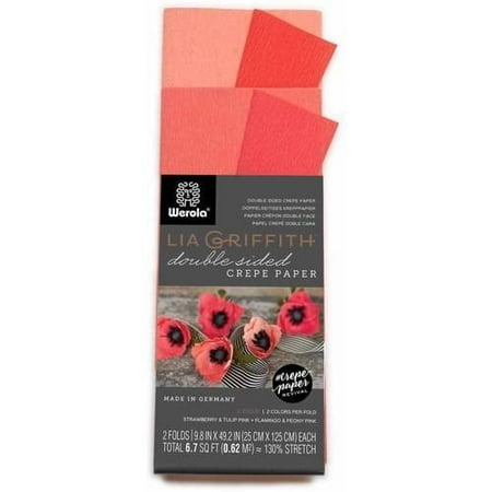 Lia Griffith Double Sided Crepe Paper, Strawberry Pack, 2 Sheets