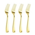 Liacere 200pcs Gold Plastic Forks Heavyweight Forks 7.4 Inch Heavy