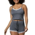 thumbnail image 1 of Liacowi 2 Piece Women Pajamas Sets Lace Trim Sleeveless Camisole Shorts Loungewear Sleepwear Nightwear, 1 of 3