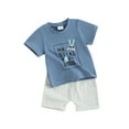 thumbnail image 1 of Liacowi 2Pcs Toddler Baby Boys Easter Clothes Kids Boys Summer Beach Outfit 6M 1T 2T 3T Letter Bunny Print Short Sleeve T-Shirt and Elastic Shorts, 1 of 9