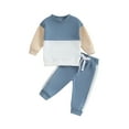thumbnail image 1 of Liacowi 2Pcs Toddler Boy Fall Outfits 6M 12M 18M 24M 3T Infant Baby Clothes Set Long Sleeve Contrast Color Sweatshirt Tops + Elastic Waist Pants Set 0-3 Years, 1 of 8