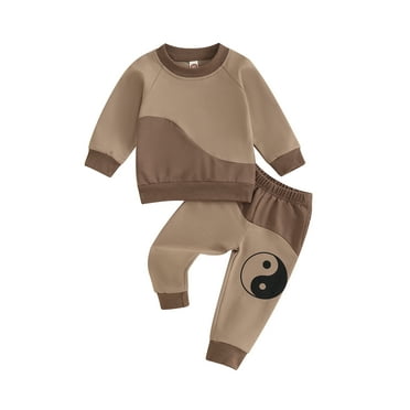 Liacowi 2Pcs Toddler Boy Fall Outfits Long Sleeve Contrast Color Sweatshirt Tops   Elastic Waist Pants Set 6M 12M 18M 24M 3T Infant Baby Clothes Set