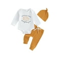 thumbnail image 1 of Liacowi Baby Boy Girl 3Pcs Halloween Outfits Long Sleeve Pumpkin Pie Print Romper Tops+ Long Pants + Hat Set 3 6 12 18 24 Months Infant Fall Clothes, 1 of 9