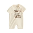 thumbnail image 1 of Liacowi Baby Boys Girls Romper 3M 6M 12M 18M Infant Round Neck Short Sleeve Letter Print Jumpsuit Newborn Summer One Piece Clothes, 1 of 9