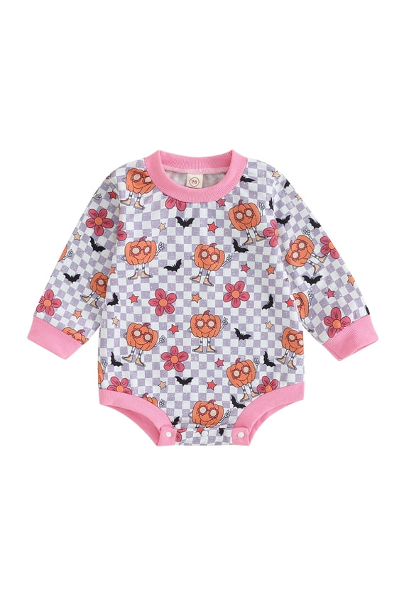 Baby Boys Girls Rompers Round Neck Long Sleeve Plaid Print Bodysuit Infant Loose Fit Onesie Newborn Cute Clothes 0-12 Months