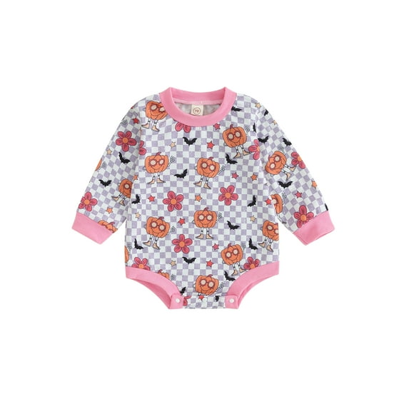 Liacowi Baby Boys Girls Rompers Round Neck Long Sleeve Plaid Print Bodysuit Infant Loose Fit Onesie Newborn Cute Clothes 0-12 Months