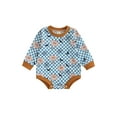 thumbnail image 1 of Liacowi Baby Boys Girls Rompers Round Neck Long Sleeve Plaid Print Bodysuit Infant Loose Fit Onesie Newborn Cute Clothes 0-12 Months, 1 of 8