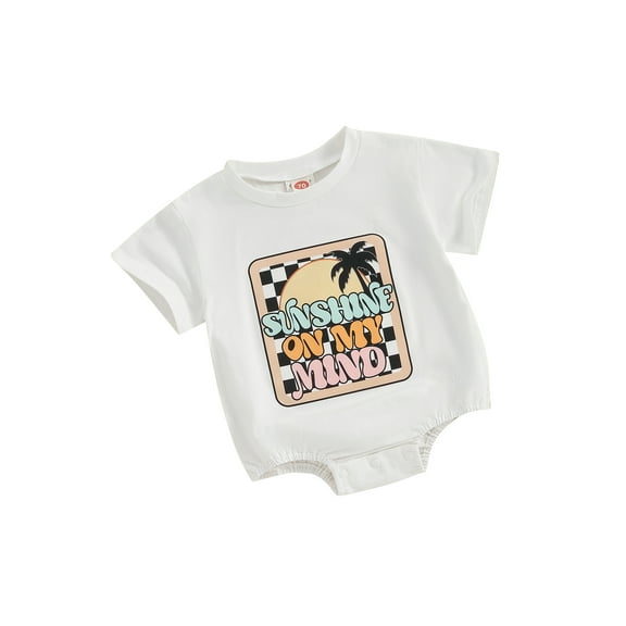 Liacowi Baby Girl Boys Western Romper 6M 12M 18M 24M Short Sleeve Letter Tree Print Jumpsuit for Infant Boys Girl Summer One Piece Clothes