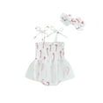 thumbnail image 1 of Liacowi Baby Girl Christmas Clothes Cane/Christmas Tree Print Sleeveless Romper Dress and Headband 2 Piece Outfits, 1 of 8