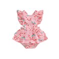 thumbnail image 1 of Liacowi Baby Girl Christmas Romper Ruffle Sleeveless Candy Cane Print Bodysuit 6M 12M 18M 24M Newborn Cute Christmas Playsuit, 1 of 8