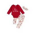 thumbnail image 1 of Liacowi Baby Girls 3Pcs Christmas Outfits Long Sleeve Romper Pants Headband Set Infant Clothes, 1 of 8