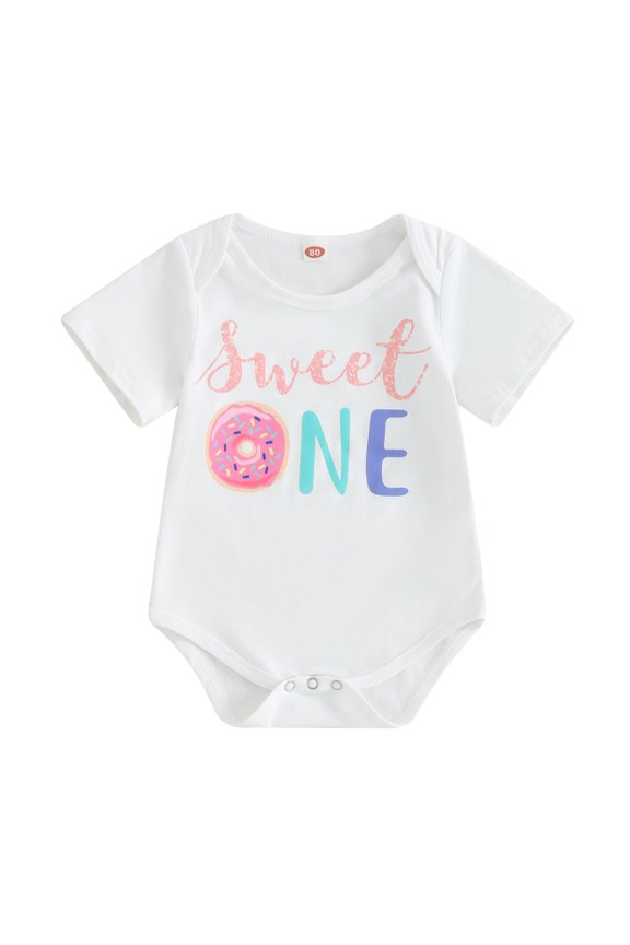 Baby Girls Birthday Romper Newborn Girls Short Sleeve Letter Print Bodysuit Infant Summer Casual Clothes
