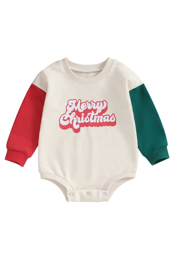 Baby Girls Boys Christmas Onesie Infant Long Sleeve Crew Neck Letter Print Romper Bodysuits 6M 12M 18M 24M Newborn Spring Autumn Christmas Clothes