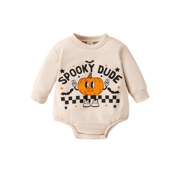 Liacowi Baby Girls Boys Halloween Bodysuits Infant Long Sleeve Crew Neck Pumpkin Print Romper Onesie 6M 12M 18M 24M Newborn Spring Fall Halloween Clothes