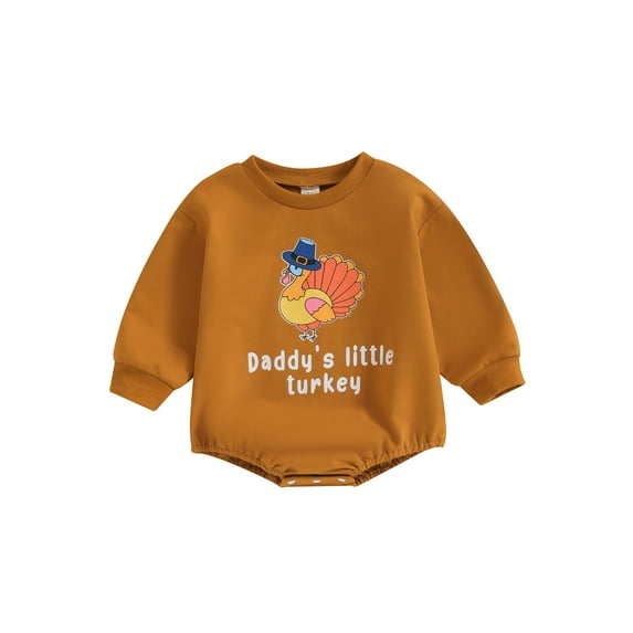 Liacowi Baby Girls Boys Thanksgiving Bodysuits Infant Long Sleeve Crew Neck Pie Turkey Print Romper Onesie 6M 12M 18M 24M Newborn Spring Fall Christmas Clothes