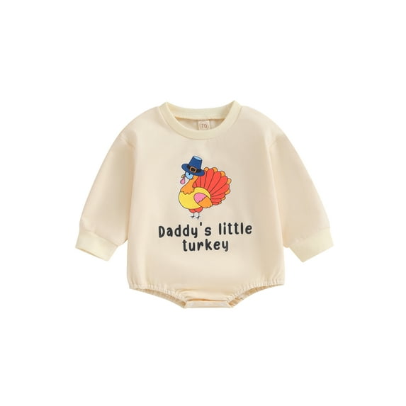 Liacowi Baby Girls Boys Thanksgiving Bodysuits Infant Long Sleeve Crew Neck Pie Turkey Print Romper Onesie 6M 12M 18M 24M Newborn Spring Fall Christmas Clothes