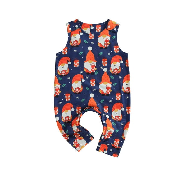 Liacowi Baby Girls Christmas Romper Infant Girls Sleeveless Santa Claus/Faceless Doll/Truck Print Jumpsuit Newborn Girl Cute Christmas Clothes