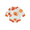 thumbnail image 1 of Liacowi Baby Girls Halloween Romper Pumpkin Ghost Print Long Sleeve Onesie 3 6 12 18 24 Months Newborn Spring Autumn Bodysuits Infant Halloween Costume, 1 of 8