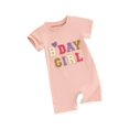 thumbnail image 1 of Liacowi Baby Girls One Birthday Romper 3M 6M 9M 12M 18M Infant Round Neck Short Sleeve Letter Heart Embroidery Jumpsuit Newborn Summer One Piece Clothes, 1 of 9