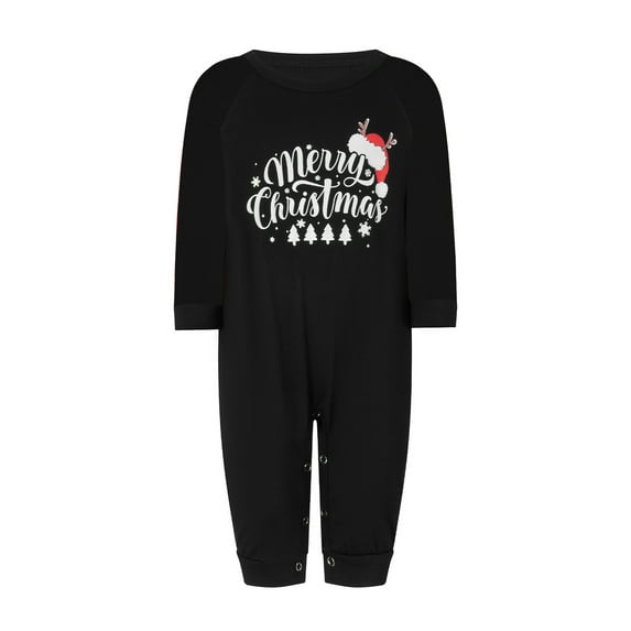 Liacowi Family Matching Christmas Pajamas Romper/Letter Print Long Sleeve Tops and Plaid Pants Sleepwear Set