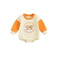 thumbnail image 1 of Liacowi Infant Baby Girl Halloween Clothes Long Sleeve Letter Print Bodysuit Romper Newborn Onesie Playsuit Fall Halloween Costume 0-6 Months, 1 of 8