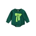 thumbnail image 1 of Liacowi Infant Baby Girls Fall Romper Bow Print Long Sleeve Round Neck Bodysuits 3 6 12 18 Months Newborn Spring Autumn Onesie, 1 of 9
