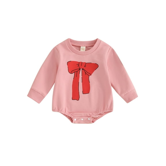 Liacowi Infant Baby Girls Fall Romper Bow Print Long Sleeve Round Neck Bodysuits 3 6 12 18 Months Newborn Spring Autumn Onesie